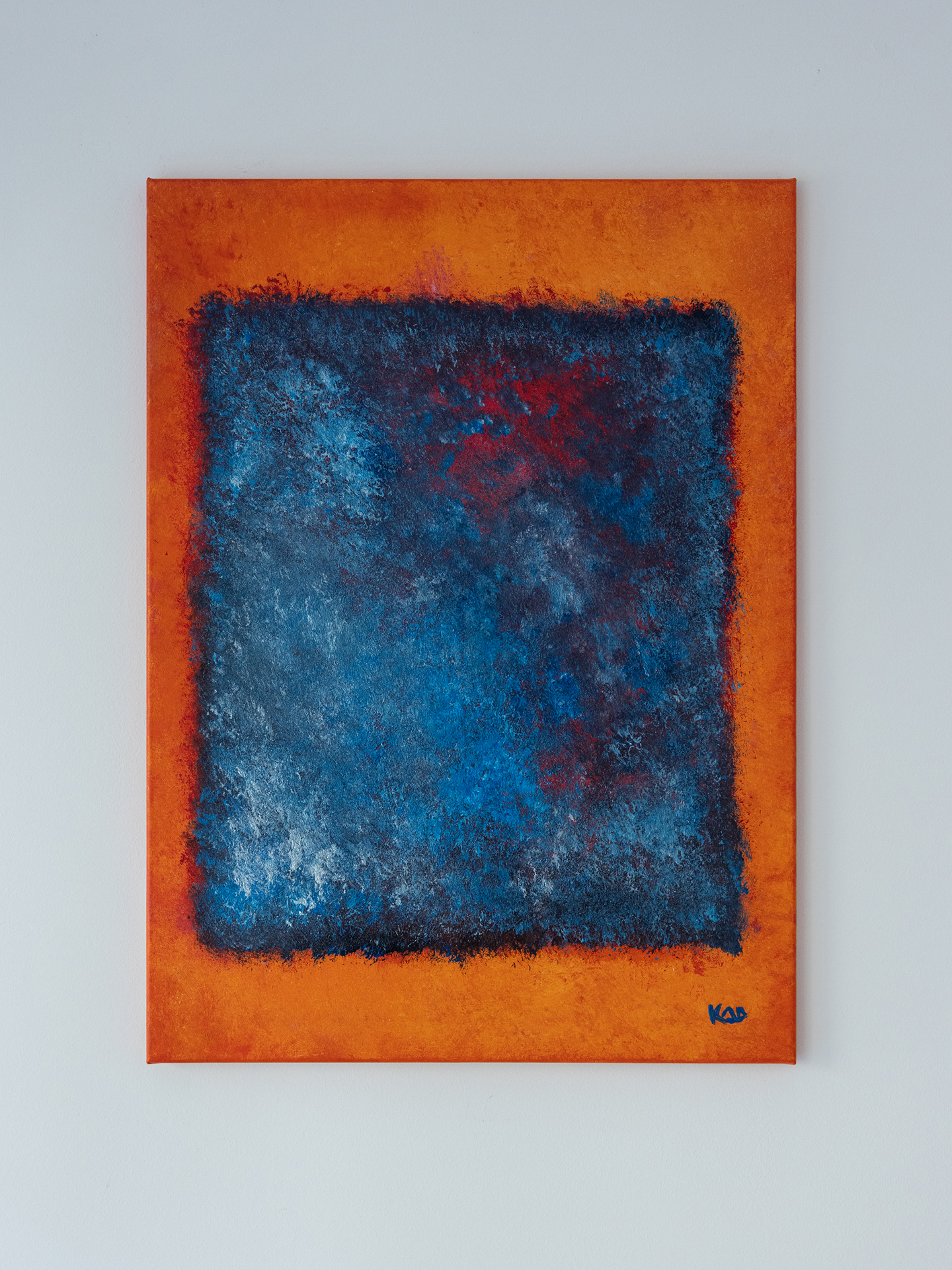 Blue on Red and Orange.